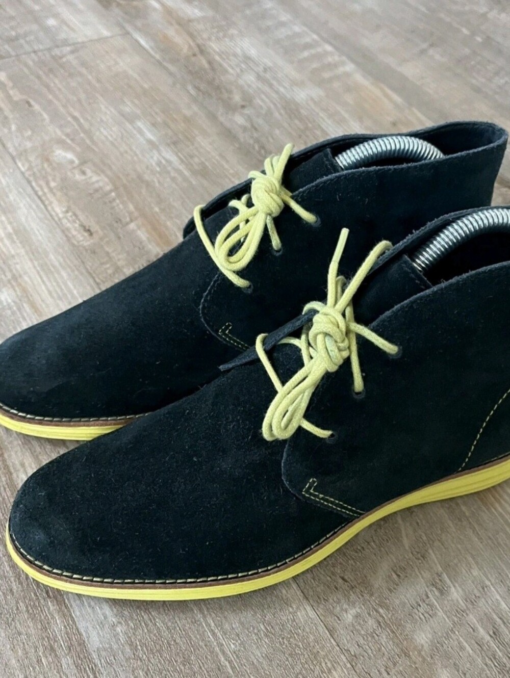 Cole Haan LunarGrand Suede Chukka Boots Black Yellow